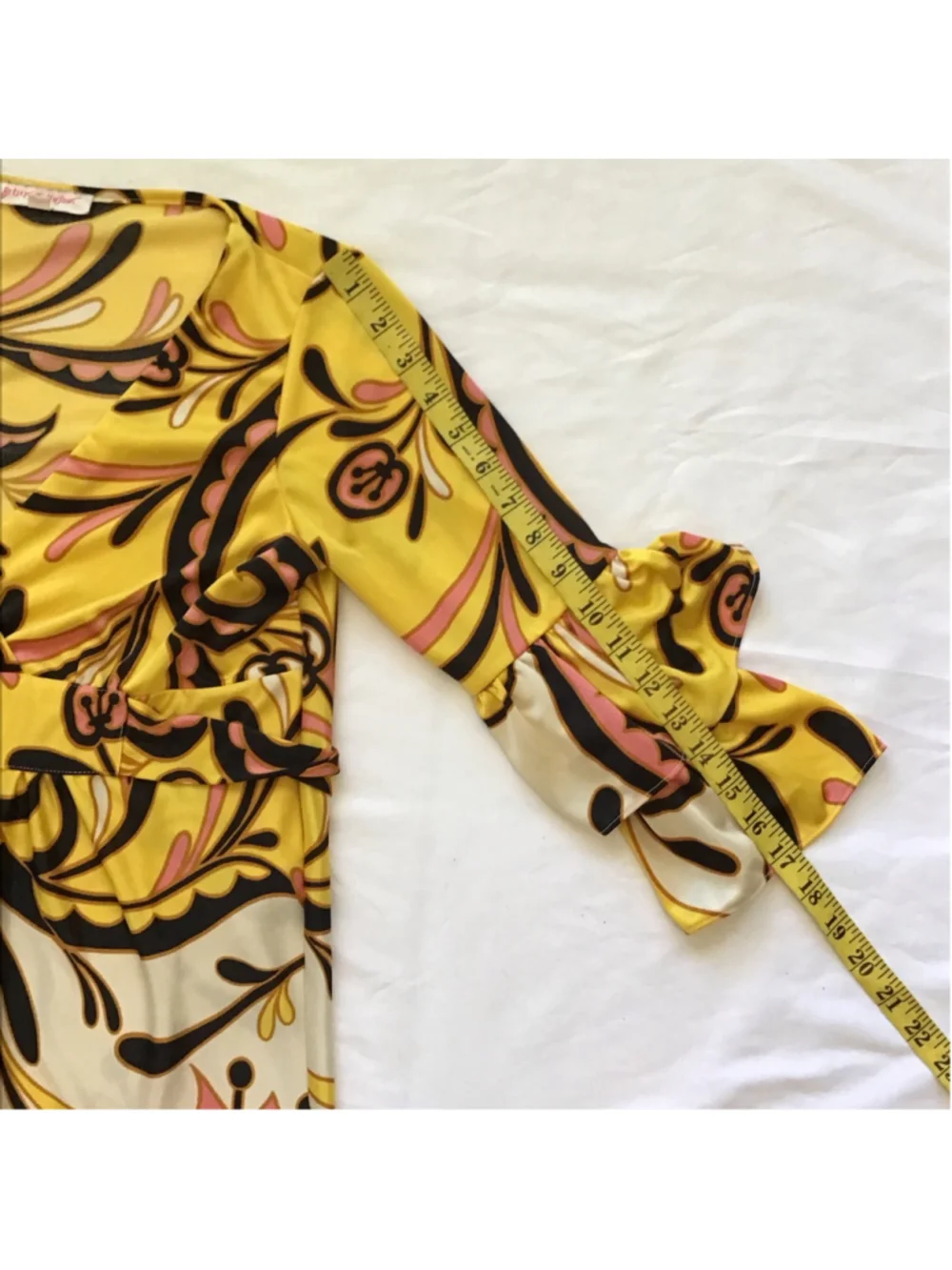 Betsey Johnson Women Elegant Mini Dress Size 6 Yellow Pink Floral
